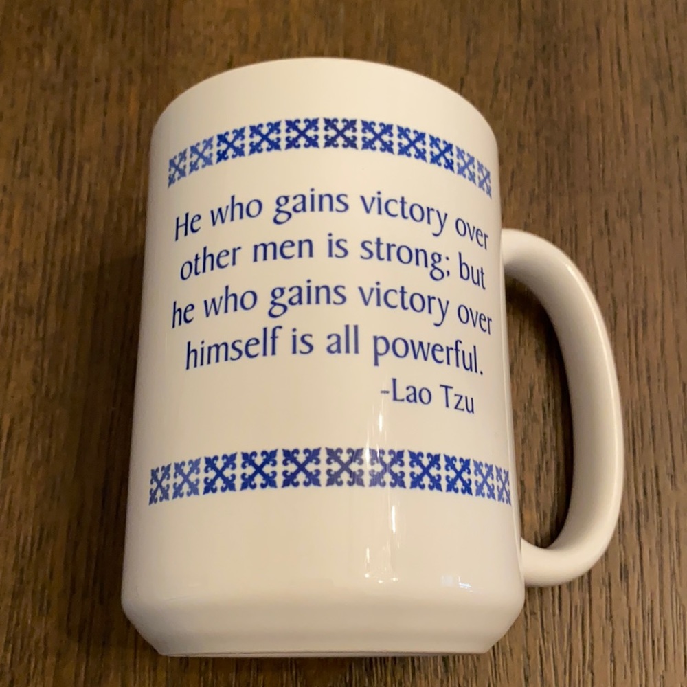 Lao Tzu quoted coffee mug.